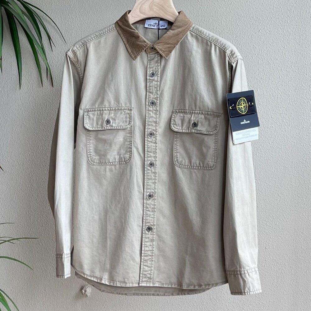 Stone Island Men's Washed Workwear Shirt in Gray